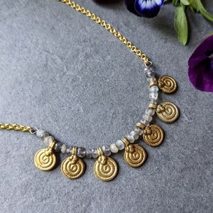 NWT Baizaar Labradorite Charm Beaded Necklace